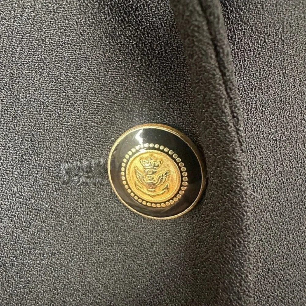 Vintage Virgo Petite‎ Black Blazer Business Career Gold Buttons Womens 14 Petite
